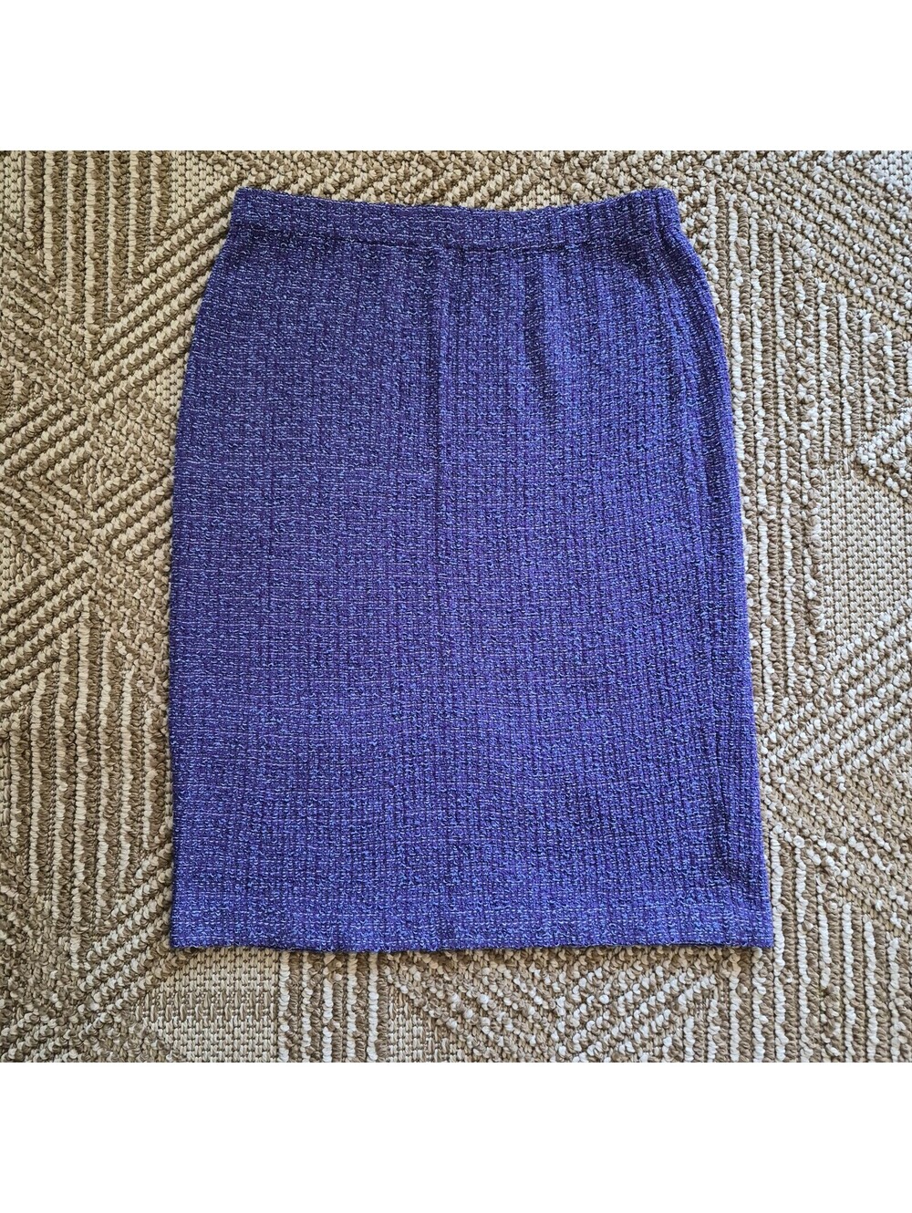 VTG 90's St. John Collection Textured Knit Pencil Skirt Purple Blue Tweed 6 8 10